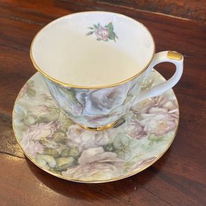 Royal Patrician White Roses Teacup and Saucer Set. Fine Bone China. Vintage.